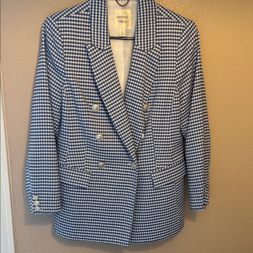 Outre Filles Blue Gingham Women's Blazer
